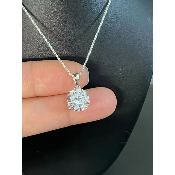 2Ct Lab Created Diamond Solitaire Pendant Necklace 14K White Gold Plated