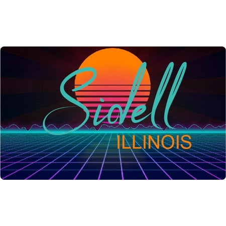 

Sidell Illinois 4 X 2.25-Inch Fridge Magnet Retro Neon Design