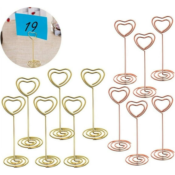 Place Cards Card Holder Stand Tables Photo Picture Table Numbers Number Stands Holders for- Golden Heart Shape Photo- Holder Stands Table Number Holders Menu Clips