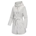 thumbnail image 4 of Imperméable Coupe-Vent pour Femmes à Capuche Classique avec Ceinture à Nouer et Cordon, Activités de Plein Air, Manteau de Pluie Blanc Gris m, 4 of 9