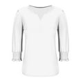 thumbnail image 5 of Loopsun Womens Fall Tops, 3/4 Sleeve T Shirts for Women, Womens Casual Solid 3/4 Sleeve Pleated Cuffs V Neck Pullover Top White, S, 5 of 5
