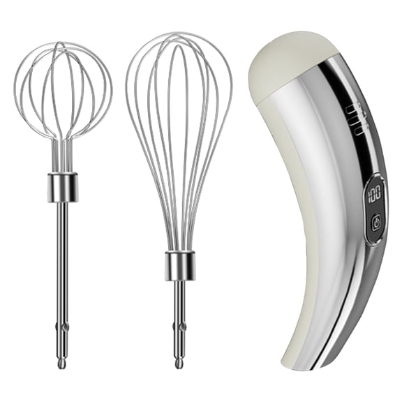 Electric Hand Mixer Cordless Electric Whisk 1500mAh USB Rechargeable Handheld Egg Beater with 5 Speeds Portable Small Mixer for Mixing Egg Jam Butter Home Kitchen Restaurant Use(Silver,7.1x2.1")