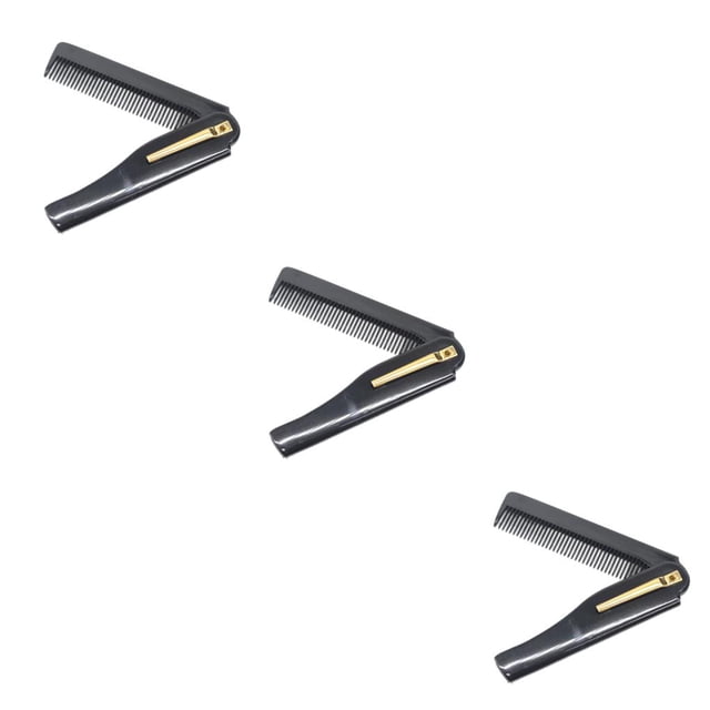 Seitruly 1 ud./2 uds. Clip de bolsillo plegable para hombres, peines portátiles de plástico para la cabeza y la barba, peine ligero para viaje de negro+plata 1 PC 3piezas Seitruly CBP051819