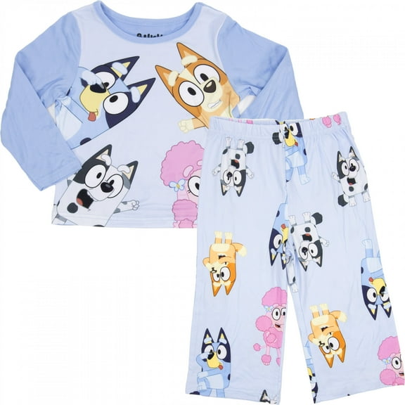 Bluey 879258-toddler4t Bluey Long Sleeve Characters All Over Print Toddlers 2-Piece Pajamas - Assorted Color - Toddler 4T