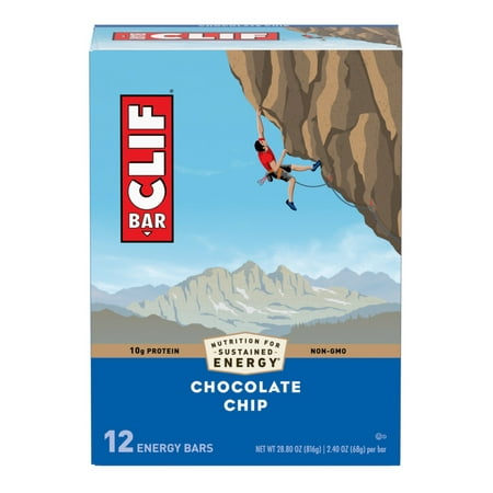 CLIF BAR® Energy Bars Chocolate Chip 10g Protein Bar 12 Ct 2.4 oz (Packaging May Vary)