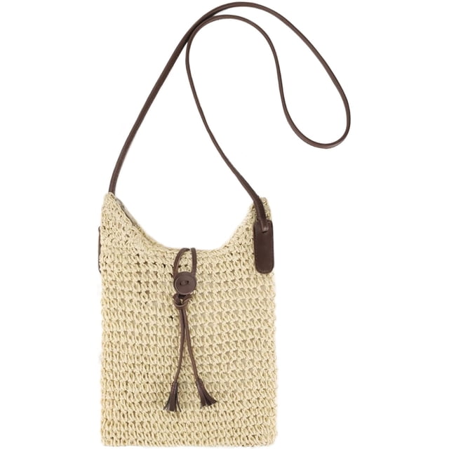 LHSHID Womens Small Straw Crossbody Bag Handwoven Beach Shoulder Bag Handbag Purse with Tassel for Summer
