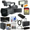 JVC GY-HM170U Ultra 4K HD 4KCAM Professional Camcorder & Top Handle Audio Unit with XLR Microphone + 64GB Card + Battery + Hard Case + LED Light Kit