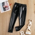 thumbnail image 2 of Tfken Toddler Faux Leather Leggings For Baby Girls Solid Color Slim-Leg Stretch Soft Leggings Pants Black Size 2-3 Years, 2 of 6