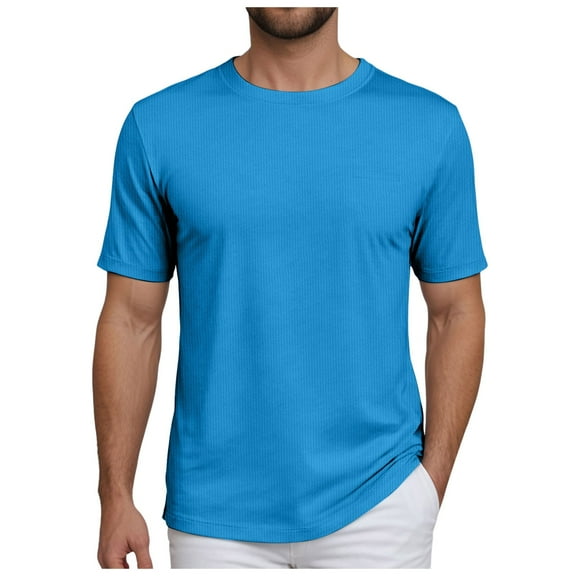Ierhent Shirts for Men Men's Loose Fit Lightweight Short-Sleeve Pocket T-Shirt (Blue,3XL)