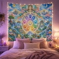 thumbnail image 2 of Celestial Deity Over Mandala in Vibrant Clouds, Mystical Fantasy for Meditation Enthusiasts, Spiritual Decor Wall Art, Housewarming Gift, Tapestry Wall Hanging for Meditation Room and Yoga Room, 2 of 7