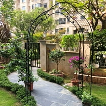 Aukfa Metal Garden Arch, Garden Arbor Trellis Climbing Plants Wedding Arch,59" x 98.4", Black