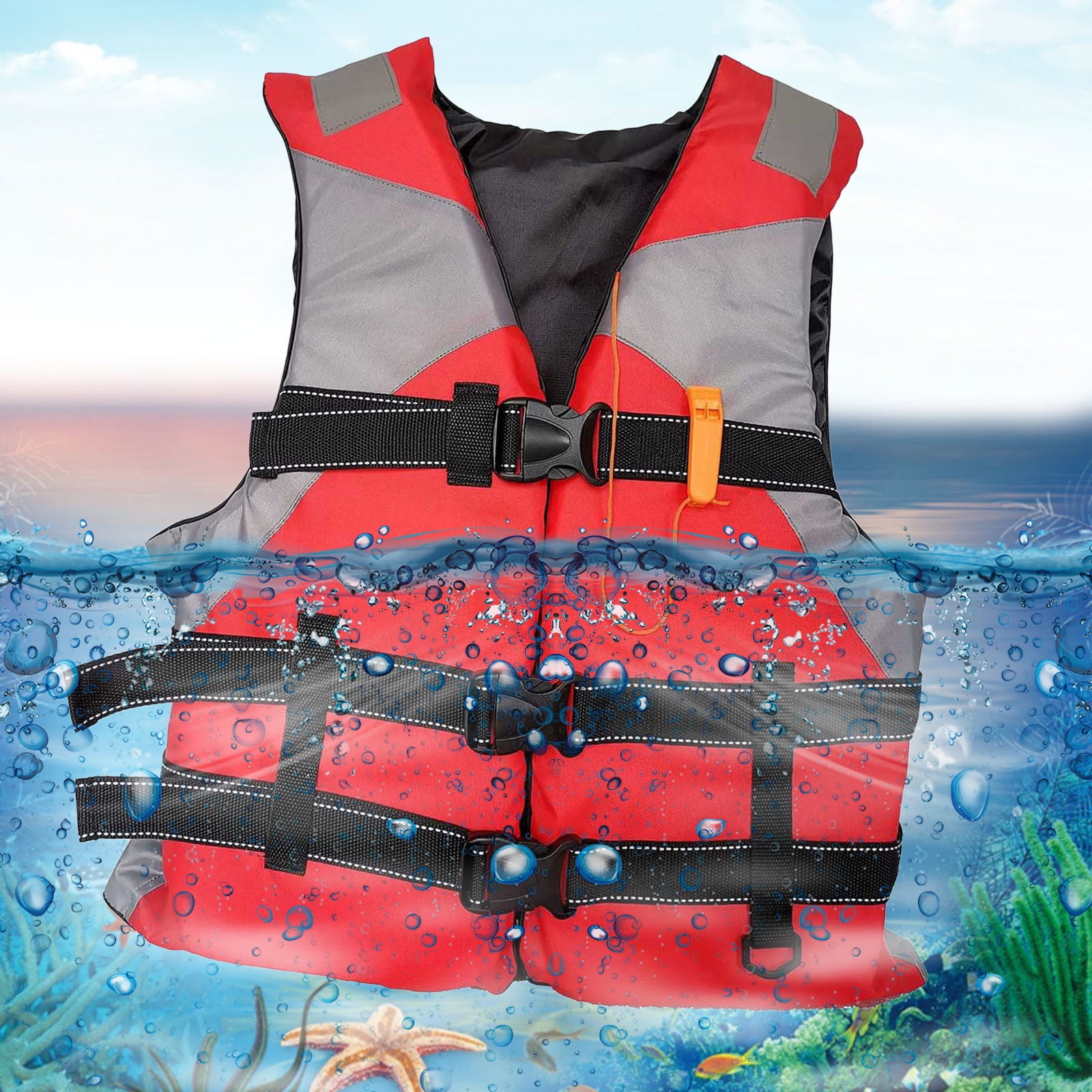 Adult Classic Series Life Vest, Adults Life Jacket Aid Vest Kayak Ski Buoyancy Fishing Boating, Great for Boating, Swimming, Watersports, & More Watersport
