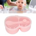 thumbnail image 2 of Toddler Plates with Spoons,Baby Feeding Set Divided Bowl Multifunctional Portable Safe 2 Compartment Bowl Spoon Set[Pink], 2 of 9