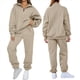 thumbnail image 3 of Conjuntos de Dos Piezas para Mujer: Jersey de Larga con Media Cremallera y Pantalón Deportivo Holgado con Bolsillos. Caqui XL, 3 of 8