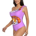 thumbnail image 2 of Haiem Corgi In Sushi Roll Women's One Piece Swimsuits Tummy Control One Shoulder Bathing Suits Ruffle Swimwear-Medium, 2 of 8