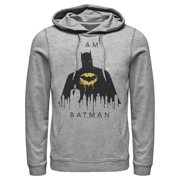 Men's Batman I Am Gotham Drip  Pull Over Hoodie Athletic Heather Medium