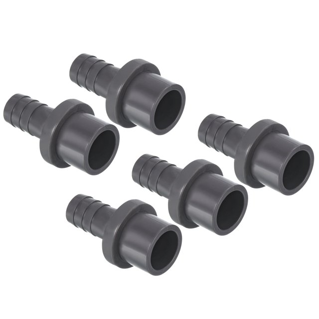 Unique Bargains UPVC Reducer Pipe Fitting 20mm OD 13mm Barbed, 5 Pack Straight Coupling Adapter Connector, Grey