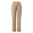thumbnail image 2 of Eashery Pants for Women Casual Plus Size Lounge Pants Casual Solid Linen Pants for Women (Solid Color,Khaki,5XL), 2 of 3
