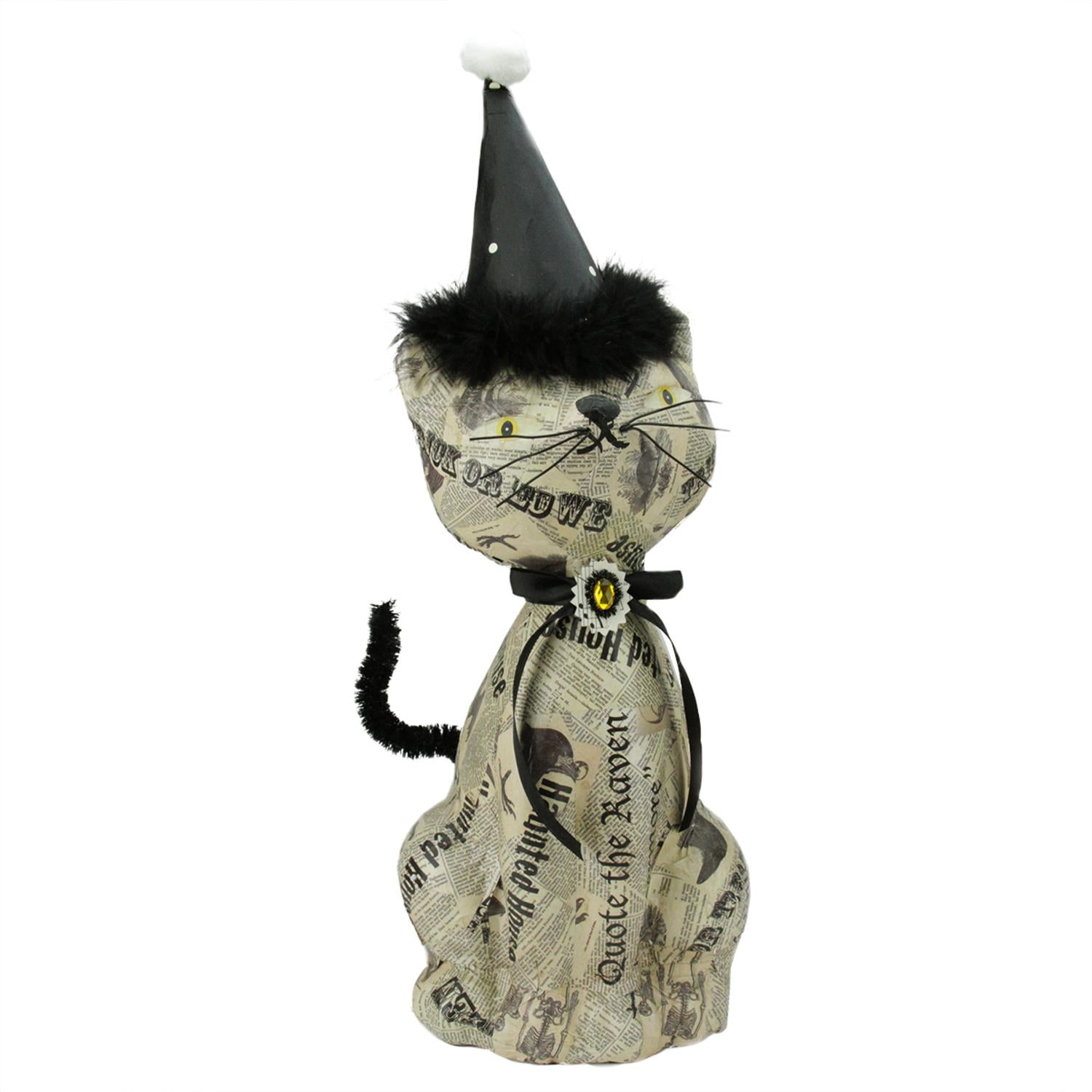 18 Newspaper Decoupage Halloween Kitty Cat Wearing Black Party