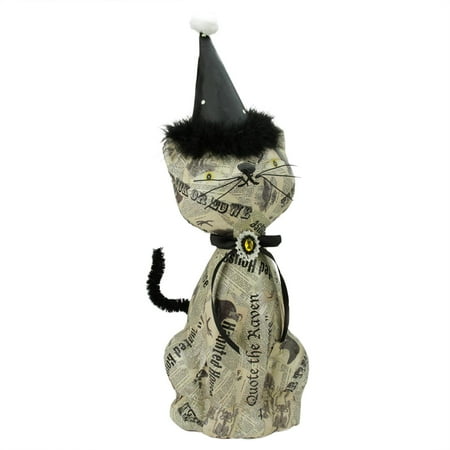 18 Newspaper Decoupage Halloween Kitty Cat Wearing Black Party
