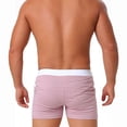 thumbnail image 4 of TEAJOPSUU Mens Pajama Shorts Summer Comfy Sleep Shorts Elastic Waist Boxer Solid Color Soft Sleepwear Bottoms Side Pockets Pink, 4 of 5