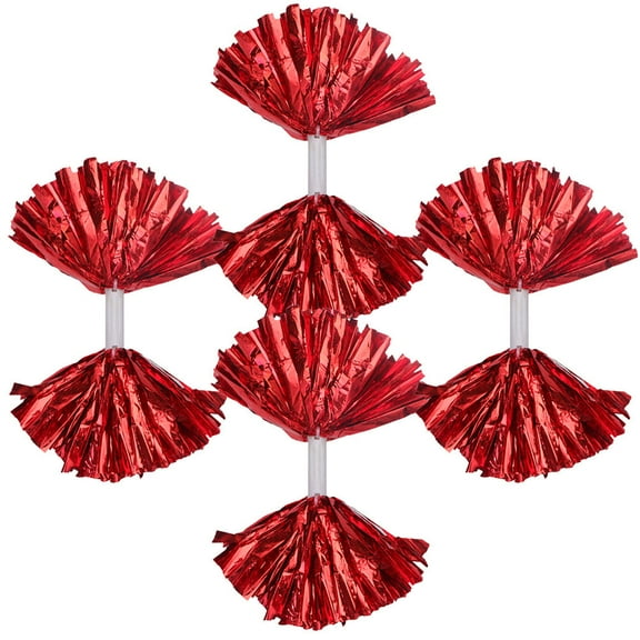 HAMPPLIES 4Pcs Cheerleading Flower Red Cheer Pom Poms 12.58X12.58X9.82in for Youth and Cheerleaders