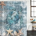 thumbnail image 2 of Blue Turtle Coastal Bathroom Shower Curtains with 12 Hooks Polyester Waterproof Shower Curtain for Stalls and Bathtubs Summer Beach Ocean Starfish Coral Decorative Bathroom Curtain 72x78 Inches, 2 of 9