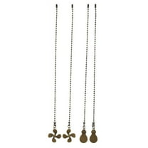 4Pcs Ceiling Fan Pull Chain Set,Bulb and Pattern Extension Pendant 12 Inch(Antique Bronze)