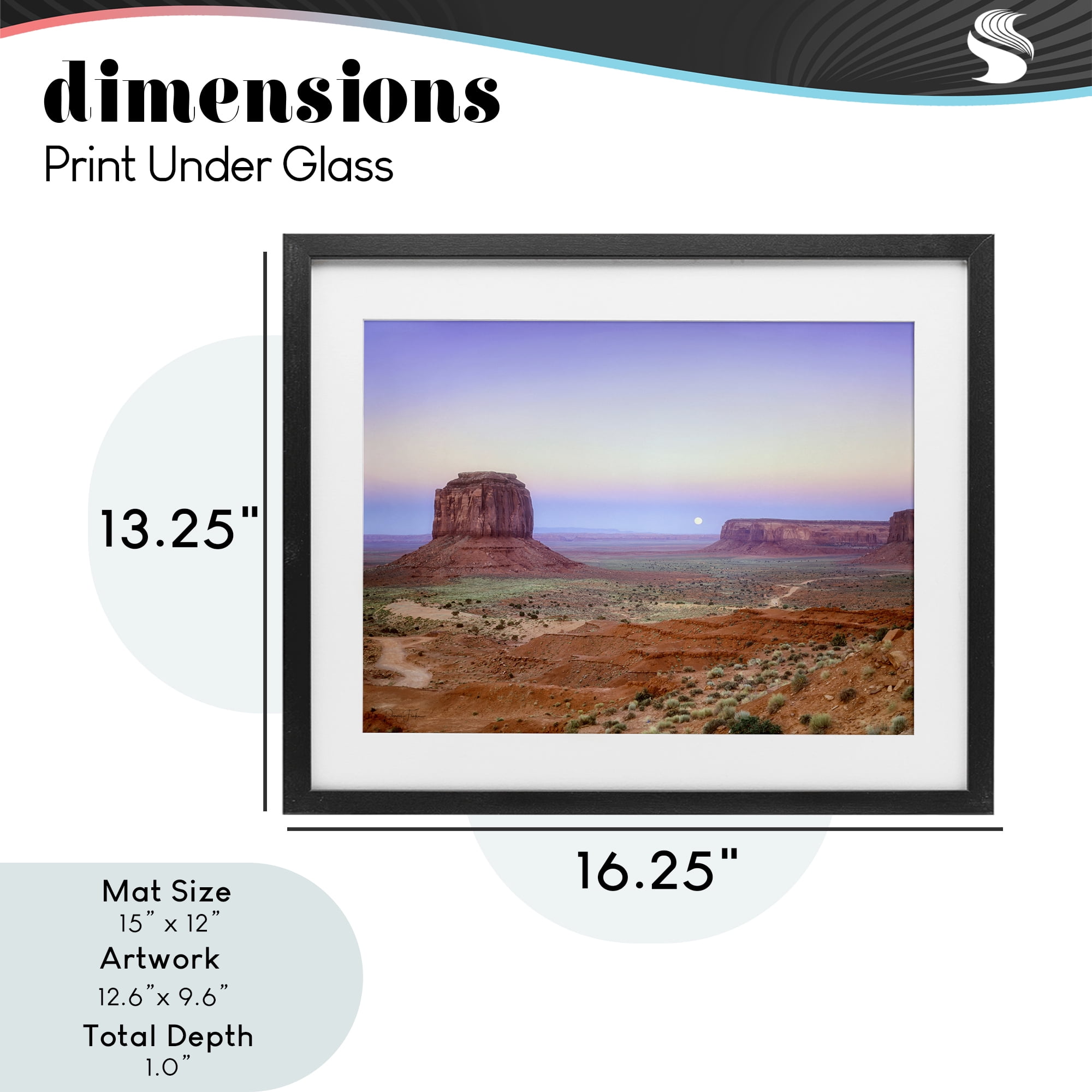 Stupell Industries Moonrise Over Monument Valley Black Framed Print Under Glass, design by Dennis Frates