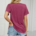 thumbnail image 4 of B91xZ T-Shirts de Mode d'Été pour Femmes, Poche à Blocs de Couleur, Col Rond, Manches Courtes, Rouge P, 4 of 5