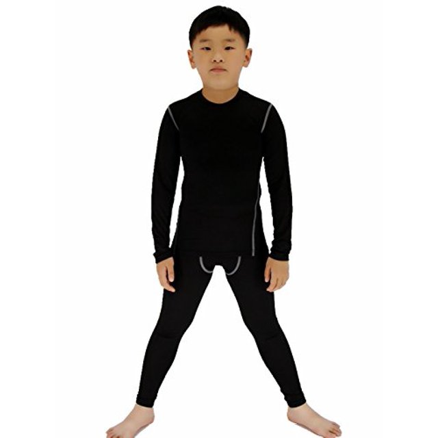 LANBAOSI Boys Athletic Base Layer Compression Underwear Set 2pcs Long John for Kids Unisex Size 7