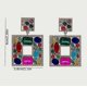 thumbnail image 5 of Rhinestone Sparkle Square Dangle Earrings For Women Crystal Geometric Drop Trendy Statement Earrings------Product code 76318, 5 of 5