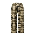 thumbnail image 5 of CFLVAEK Camo Capris for Women Plus Size Cargo Pants with Pockets Loose Fit Wide Leg Hiking Outdoor Cropped Pants Casual Elastic High Waisted Workout Pant Khaki S, 5 of 8