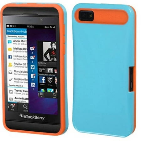 Blackberry Z10 MyBat Back Protector Cover, Baby Blue/Orange Card