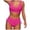 Hot Pink, variant on Women's Bikini Set Solid Color Strappy One Shoulder High Waist Sexy Two Piece Swimsuit for Beach Vacation,Black,L