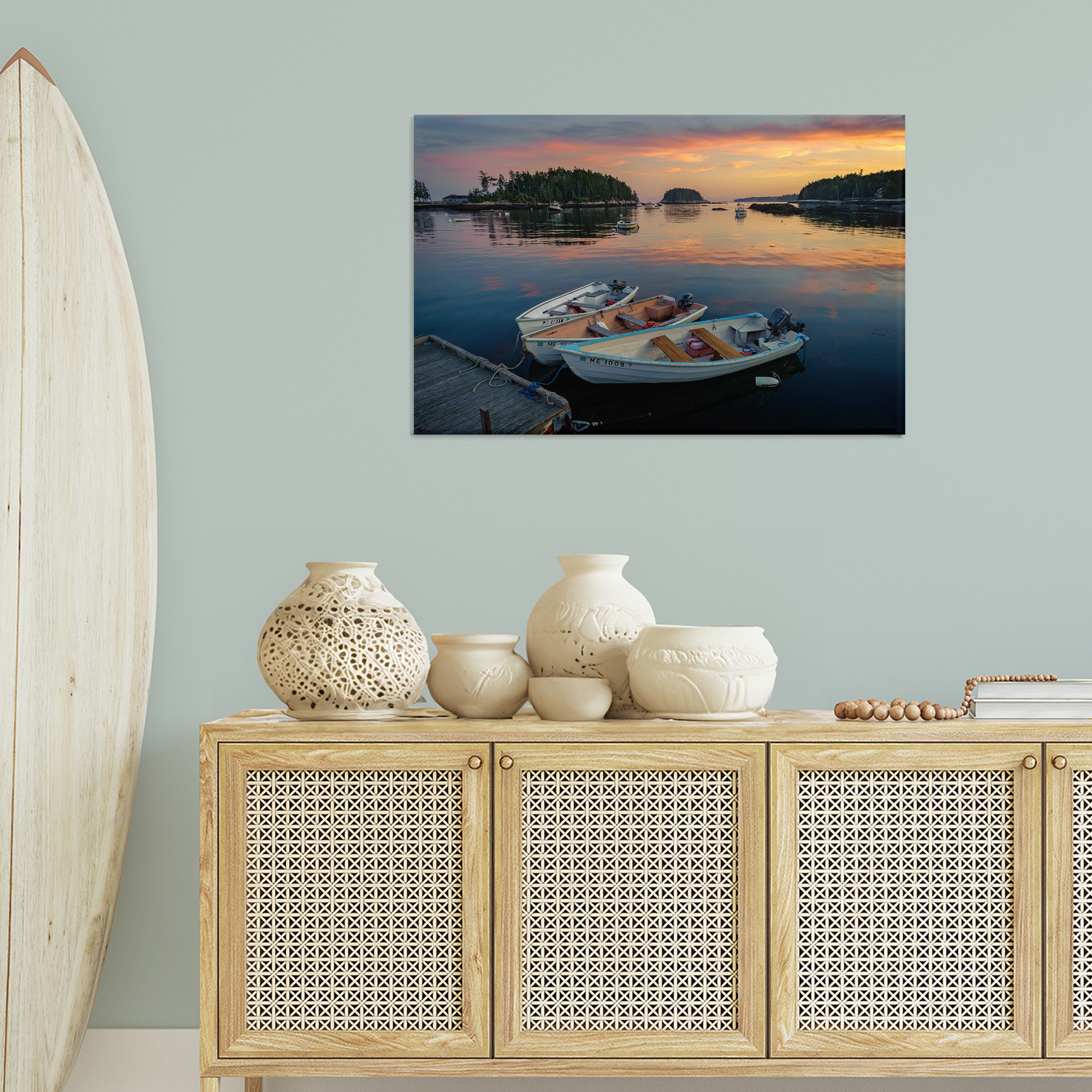 Stupell Industries Three Boats at Sunset Nautical & Beach Photography Wrapped Canvas Art Print Wall Art, 36 x 24