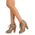 thumbnail image 6 of New Women Qupid Bailey-33 Distressed PU Peep Toe Lace Up Chunky Heel Bootie, 6 of 6