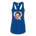 thumbnail image 2 of Wild Bobby, Betty Boop Heart Blowing Kiss Dog Betty Boop Ladies Racerback Tank Top, Royal, Small, 2 of 5
