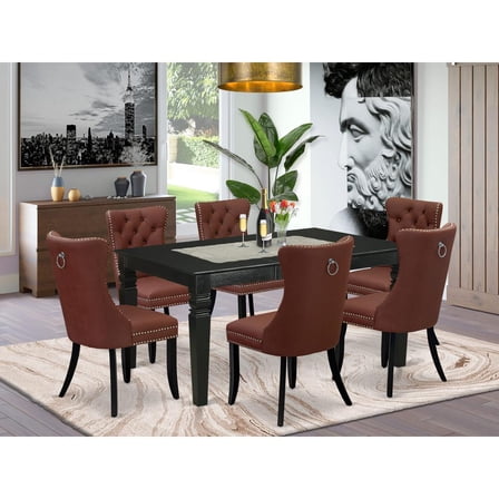 East West Furniture 7 Piece Dining Set Consists of a Rectangle Kitchen Table with Butterfly Leaf