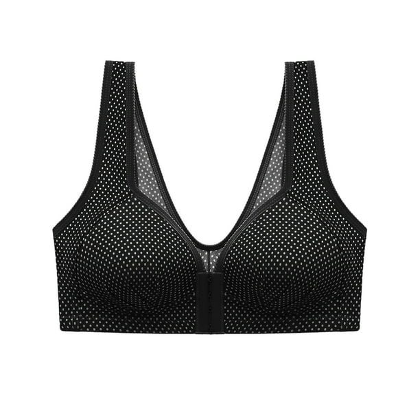 Gibobby Brasier Mujer Push Up Sujetador push-up transpirable extraelástico con cierre frontal deportivo para mujer(Negro,Grande)