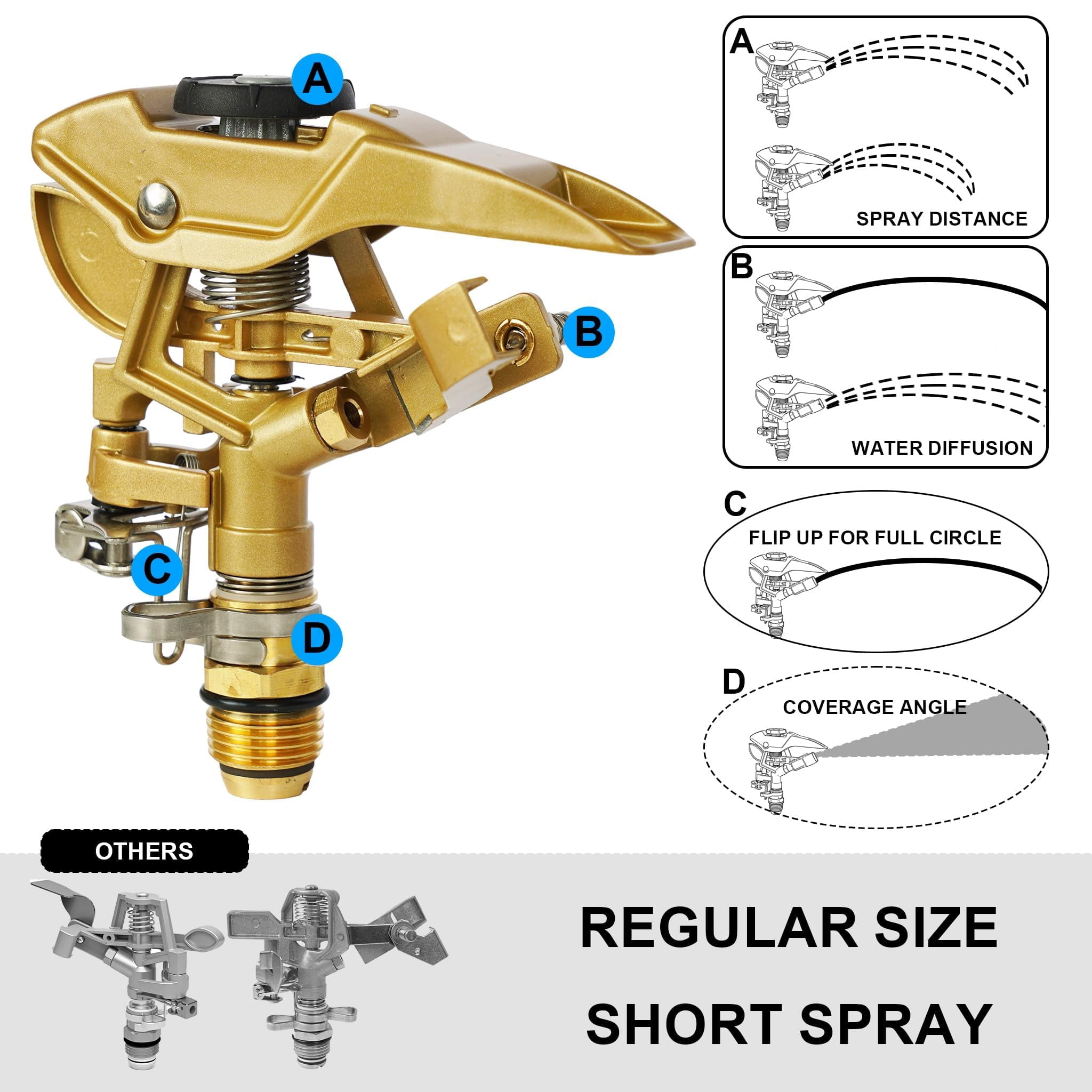 Large Impact Sprinkler On Tripod Base  Heavy Duty Zinc Alloy For Yard With Adjustable Head And Extendable 360 Full Coverage Irrigation Lawn Garden