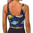 thumbnail image 4 of Goofa Planets and Stars Printed Sports Bras for Women, High Impact Running Bra Workout Crop Tank Tops Longline Sports Bra Push up-, 4 of 9