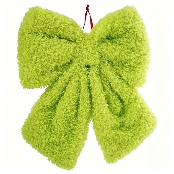 Amzcrzy Decoración navideña,Árbol de Navidad,Luces navideñas Lazo de tela verde brillante y caprichoso, grande y suave, para decoración navideña, de 35 cm (14 pulgadas), ideal para la entrada de la s