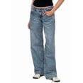 thumbnail image 2 of Women Baggy Jeans Mid-Low Waist Boyfriend Streetwear Vintage Jeans Wide Leg Denim Pants 12176 Light Blue XS, 2 of 8