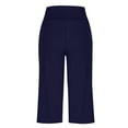 thumbnail image 7 of Women's Wide Leg Pants Stretch Knit Elastic Waist Slant Pocket Loose Running Yoga Casual Capri Stretch Dress Casual Flowy Palazzo Pants Women, 7 of 7