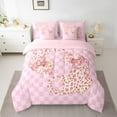 thumbnail image 2 of jejeloiu Wild Leopard Cheetah Twin Bedding Sets 7-Piece,Cute Bowtie Bow Bedding Comforter Set,Pink Classic Plaid Sheet Sets For Princess,Super Cozy Room Decor Reversible, 2 of 8