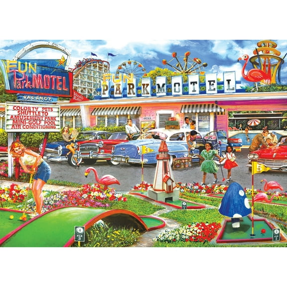 RoseArt Back to the Past 1000-Piece Fun Park Motel Adult Interlocking Puzzle