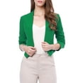 thumbnail image 3 of MODA NOVA Juniors Collarless Work Office Business Casual Cropped Blazer, 3 of 7