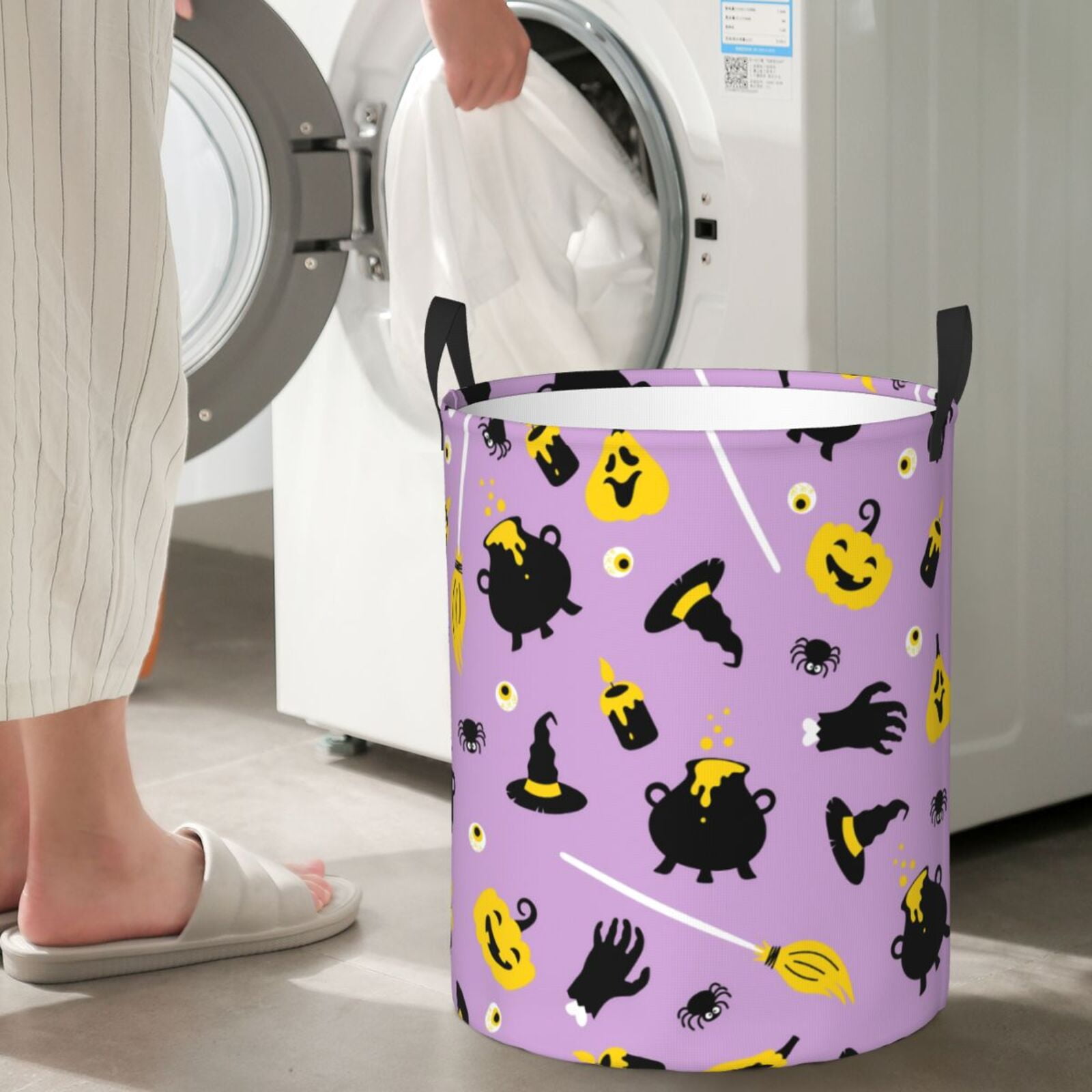 Large Laundry Basket with Handles - Cute Halloween Kids Baby Dirty Clothes Laundry Hamper for Bedroom Aesthetic