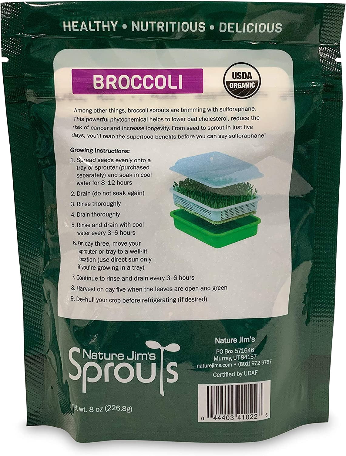 Nature Jim's 8 oz Broccoli Sprout Seeds, Organic Sulforaphane-Rich